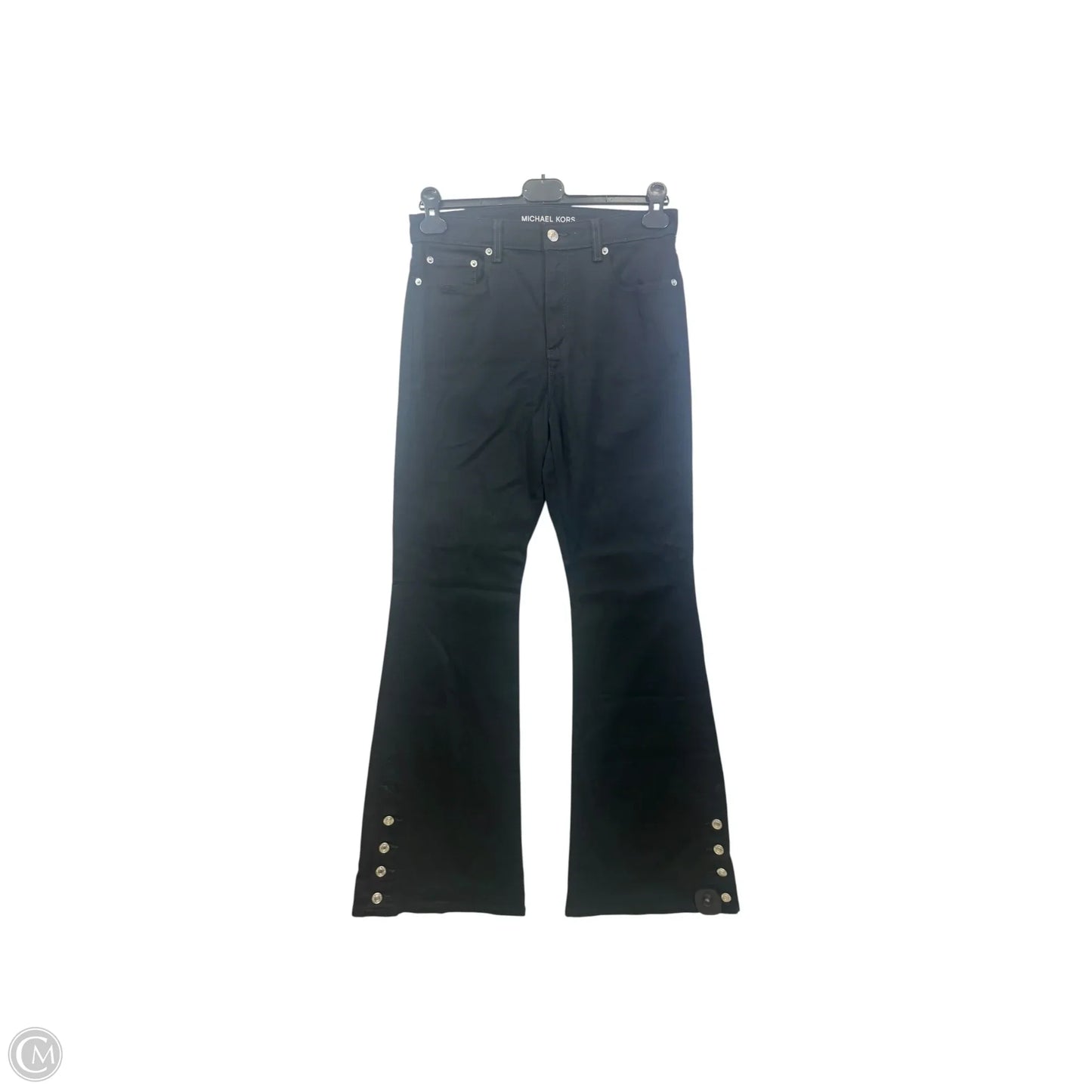 Jeans Flared By Michael By Michael Kors In Black & Silver, Size: 8