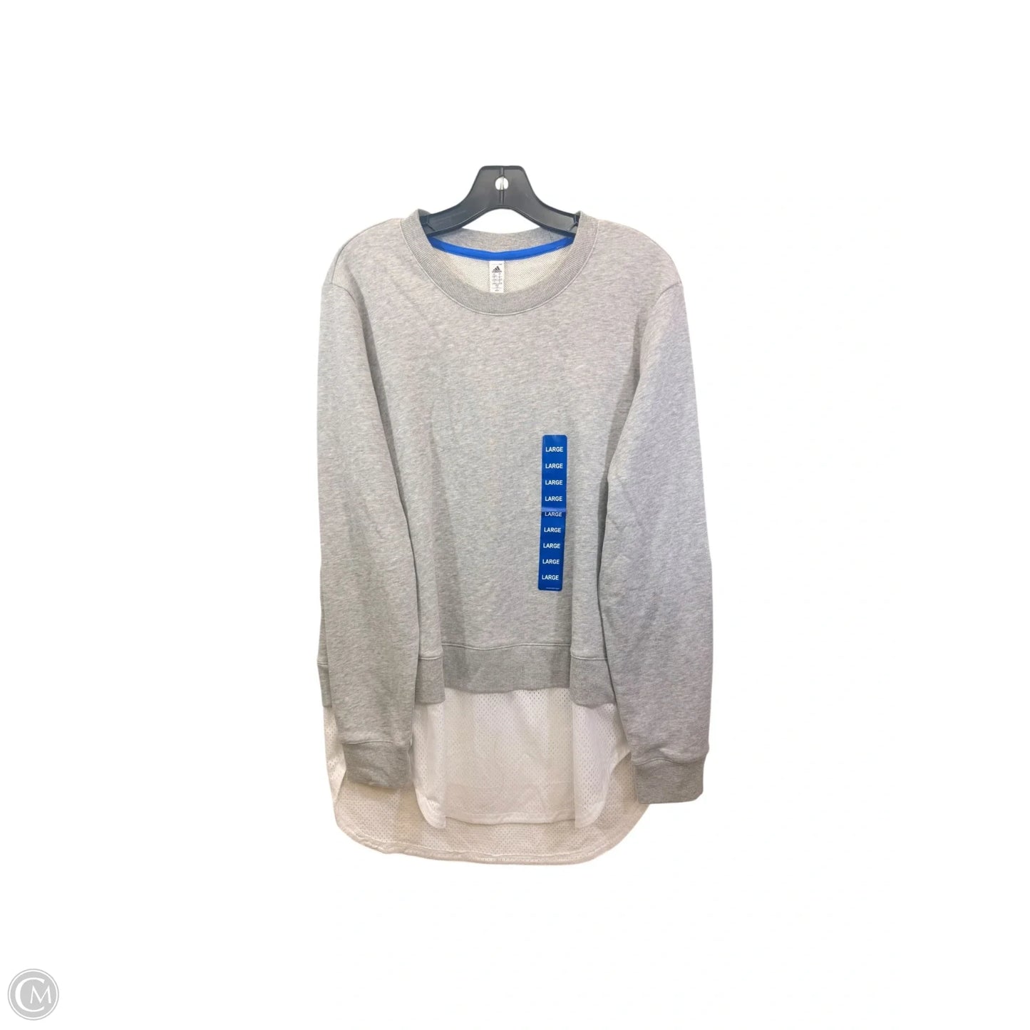 Sweatshirt Crewneck By Adidas In Grey & White, Size: L