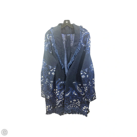 Sweater Cardigan By Chicos In Blue & White, Size: L
