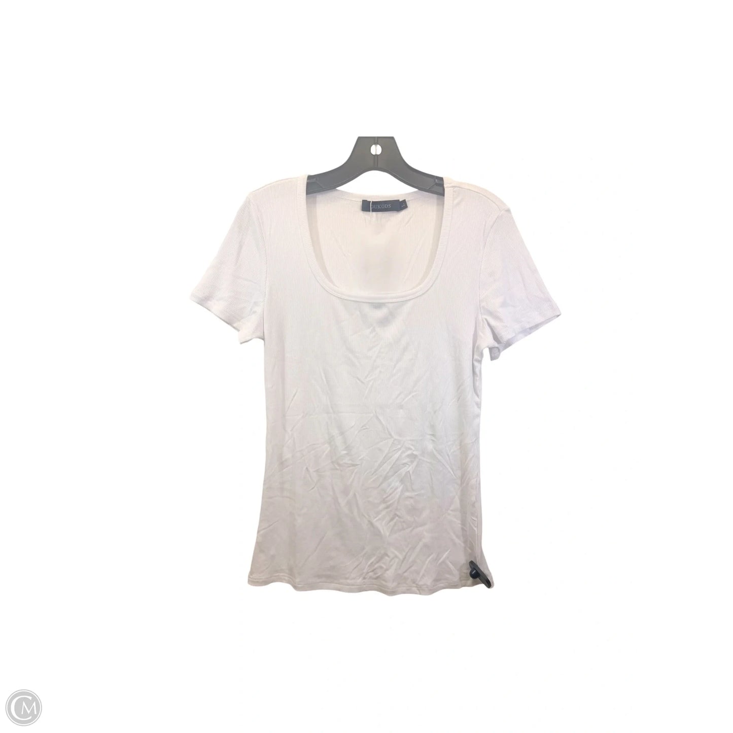 Top Short Sleeve By Oukods In White, Size: L