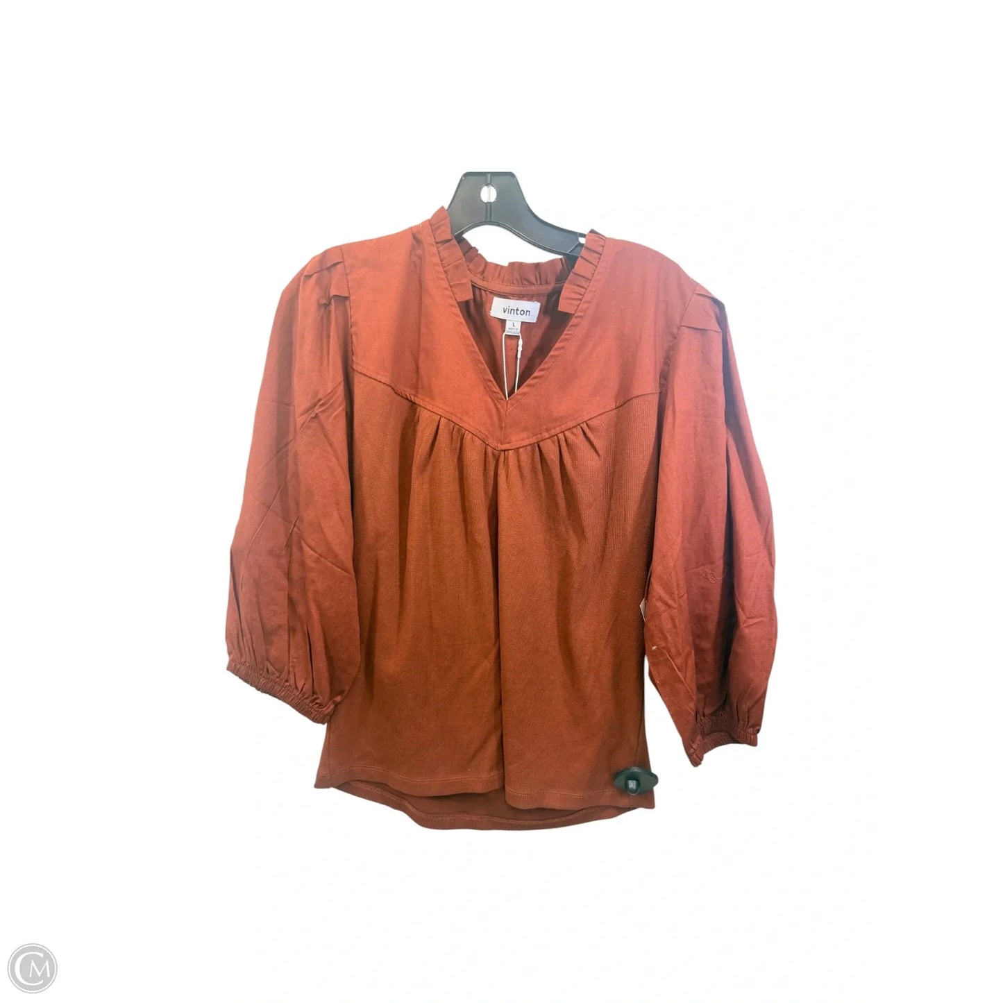 Top Short Sleeve By Vinton In Brown, Size: L