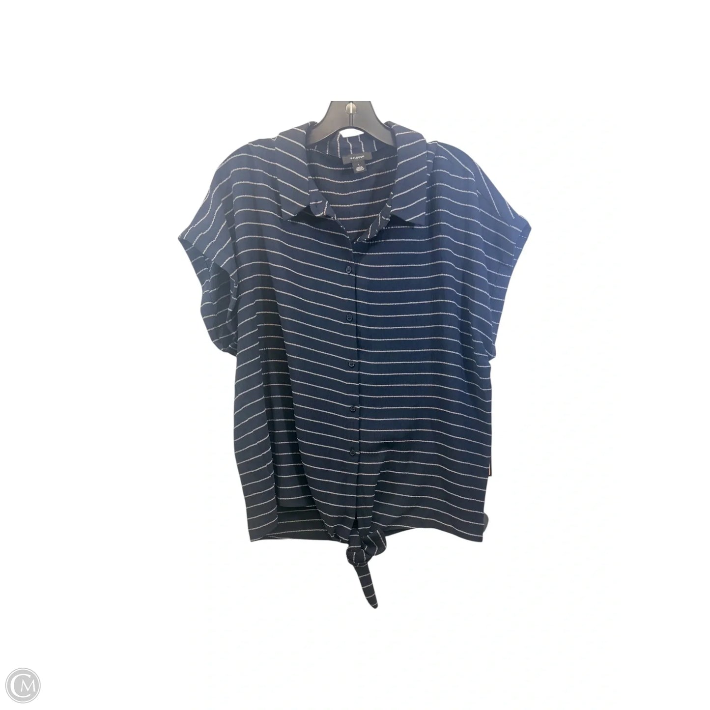 Top Short Sleeve By Halogen In Blue & Cream, Size: L