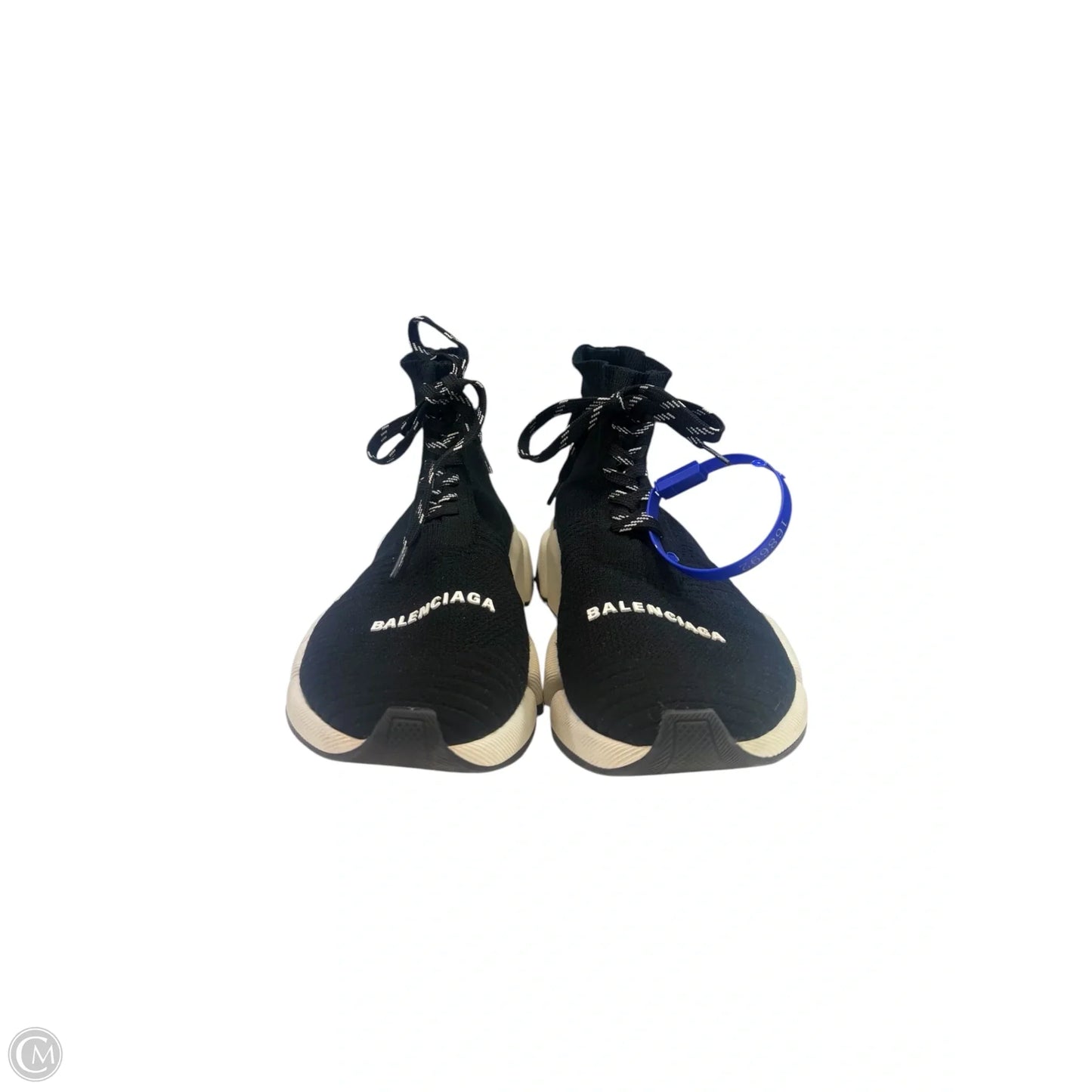 Shoes Luxury Designer By Balenciaga In Black & White, Size: 8