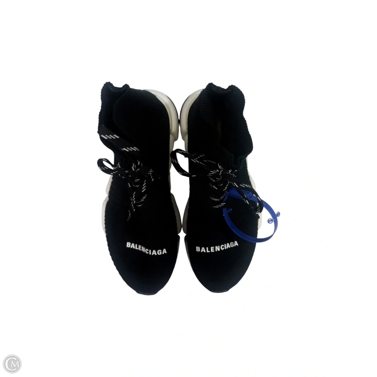 Shoes Luxury Designer By Balenciaga In Black & White, Size: 8