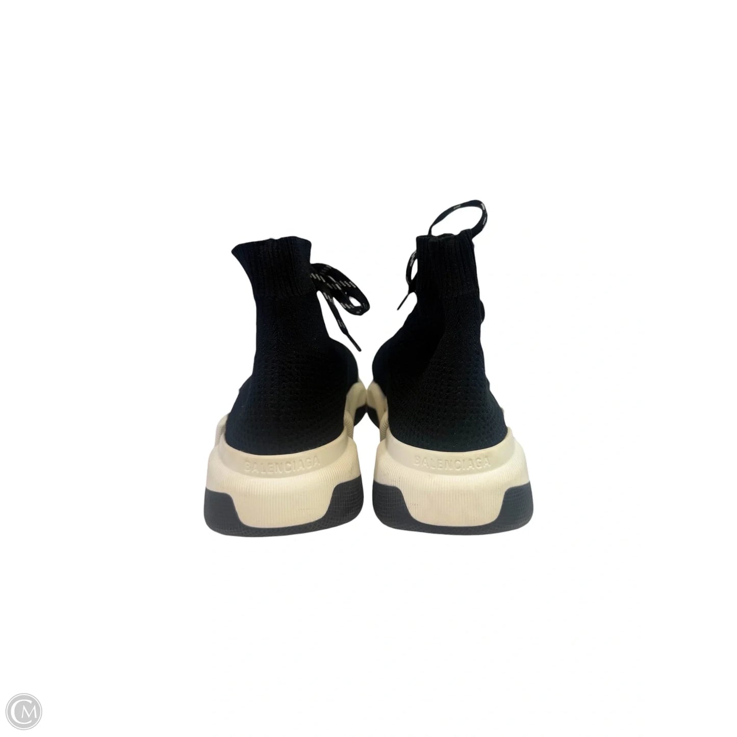 Shoes Luxury Designer By Balenciaga In Black & White, Size: 8