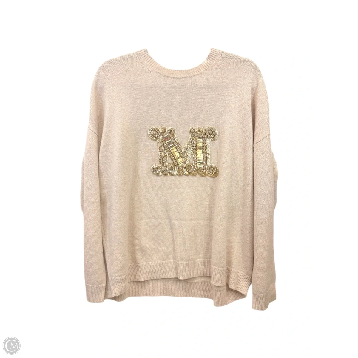 Sweater Designer By Max Mara In Gold & Tan, Size: Xl