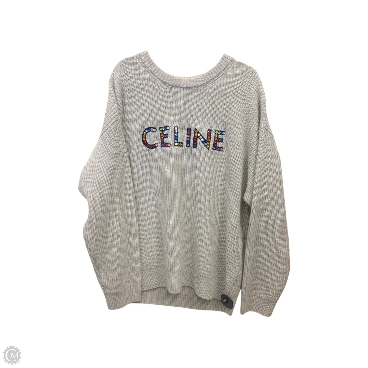 Sweater Luxury Designer By Celine In Grey, Size: S