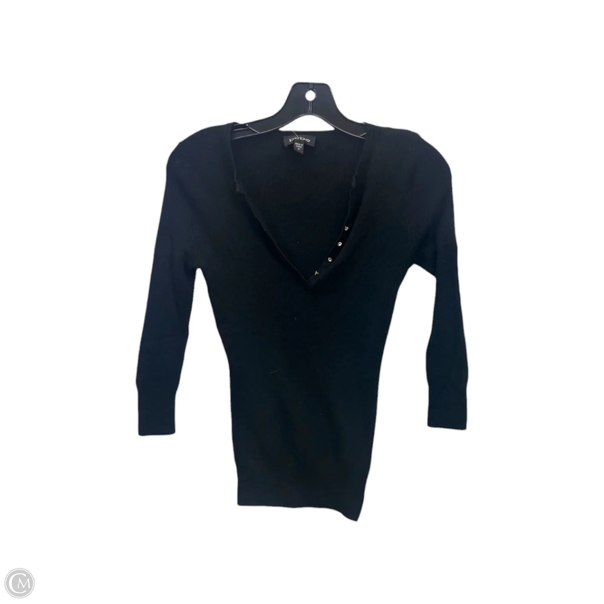 Top Long Sleeve By Bebe In Black & Silver, Size: M