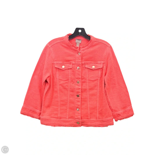 Jacket Denim By Chicos In Peach, Size: S