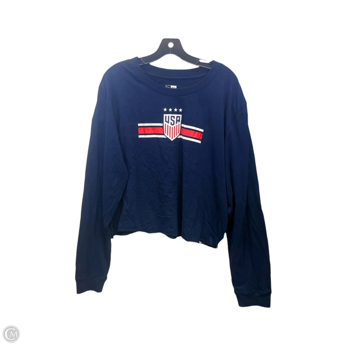 Top Long Sleeve Basic By New Era In Blue & Red & White, Size: 2x