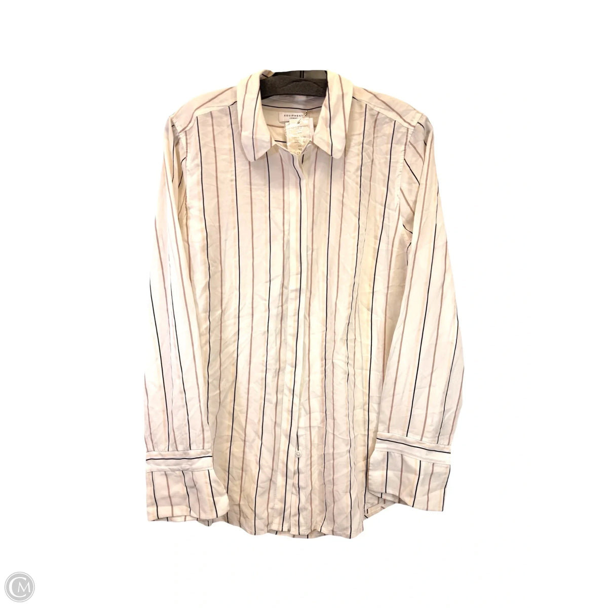 Top Long Sleeve By Equipment In Striped Pattern, Size: M