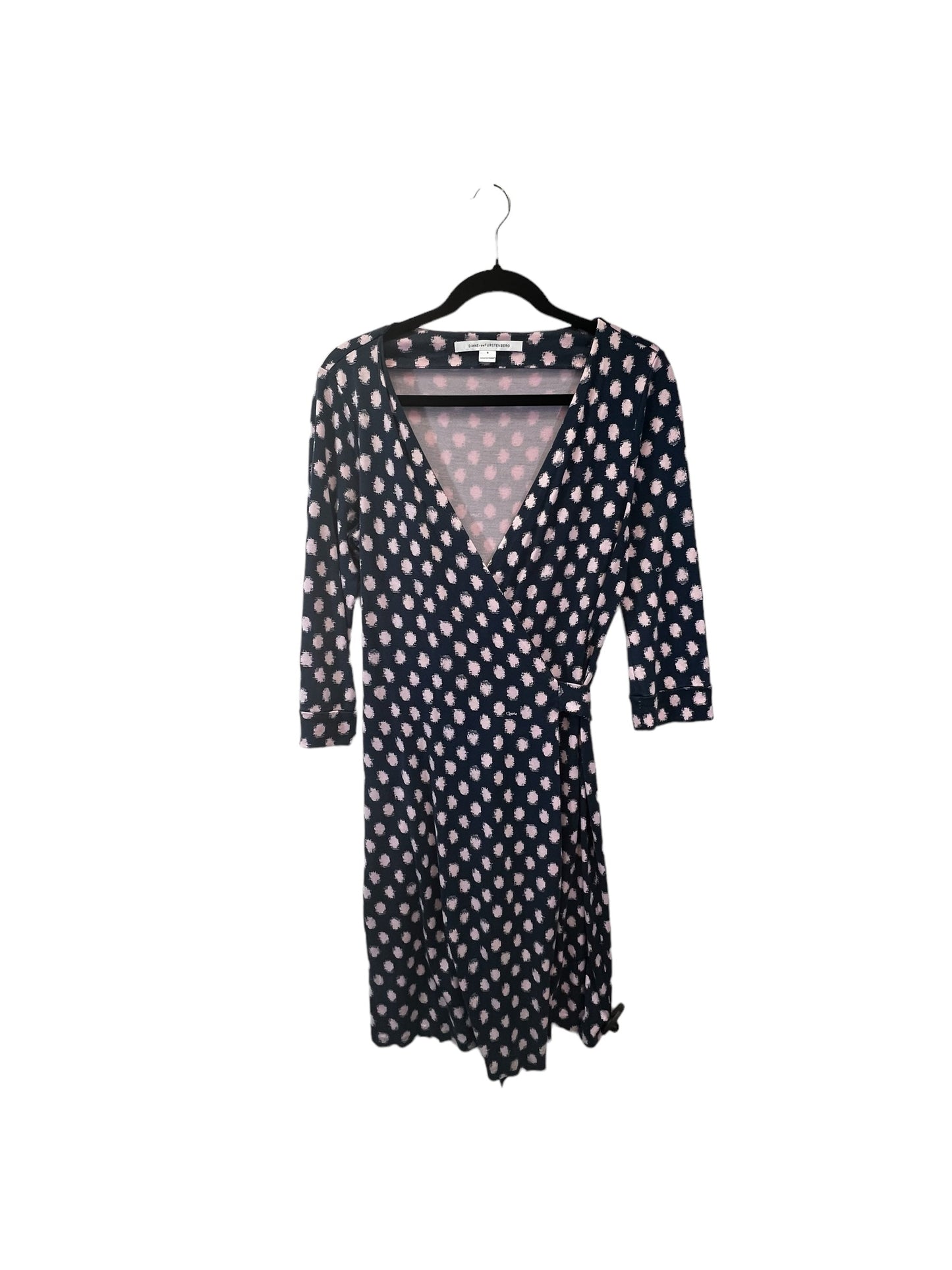 Blue & Pink Dress Designer Diane Von Furstenberg, Size 8