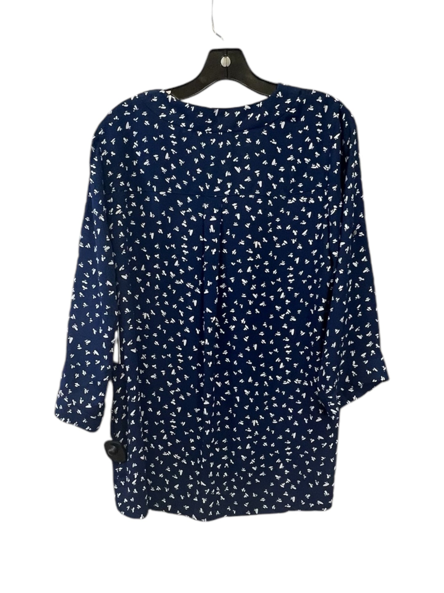 Top 3/4 Sleeve By Chaus In Blue & White, Size: M