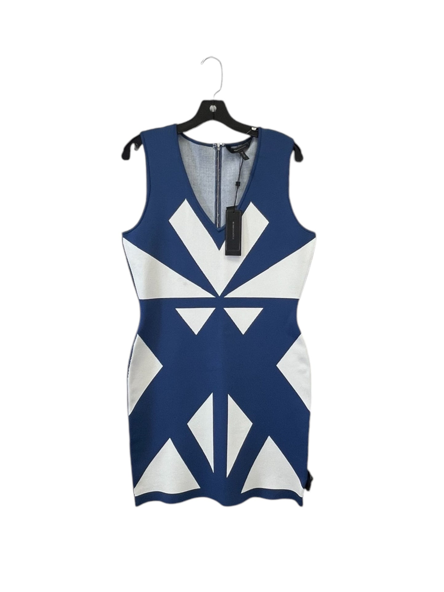 Dress Designer By Bcbgmaxazria In Blue & White, Size: L