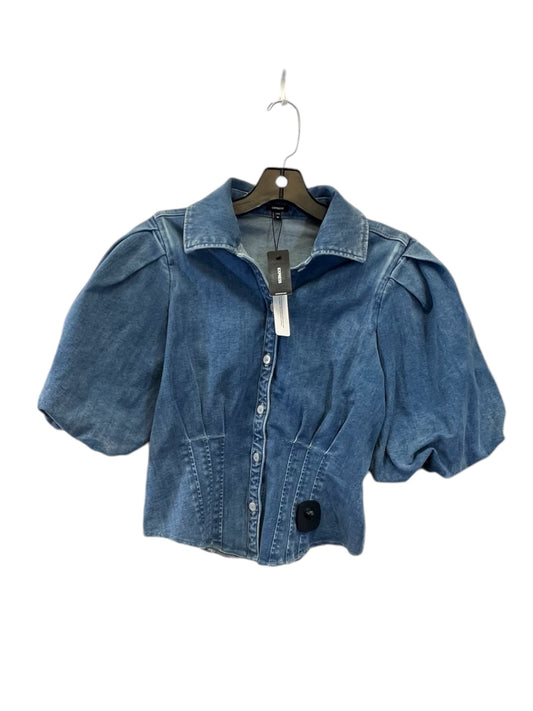 Top Short Sleeve By Express In Blue Denim, Size: M