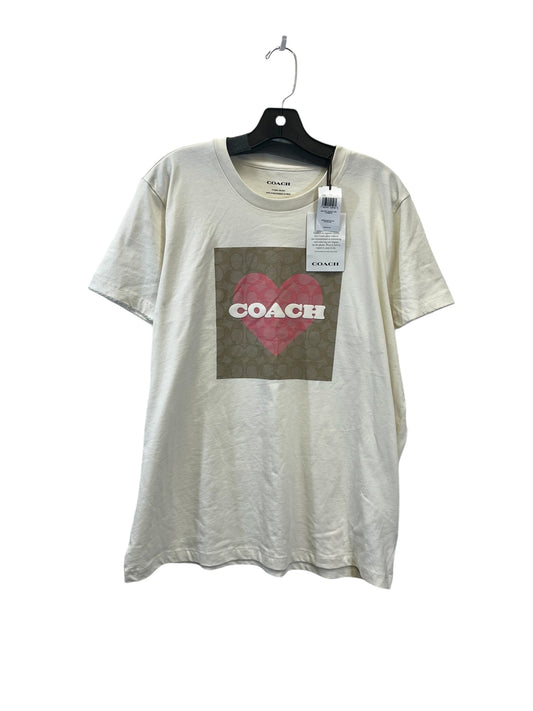 Top Short Sleeve By Coach In Cream, Size: Xl