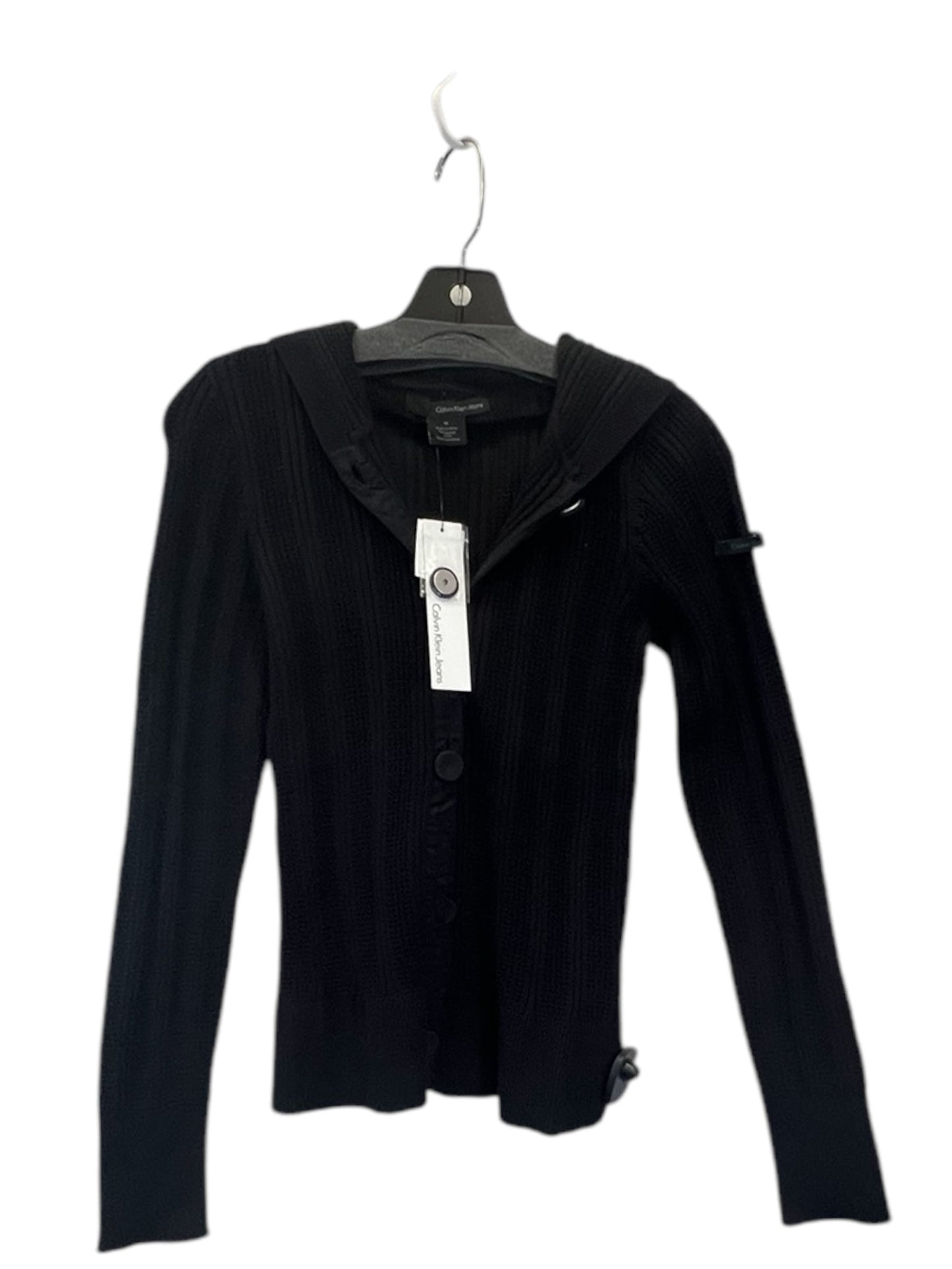 Sweater Cardigan By Calvin Klein In Black, Size: M