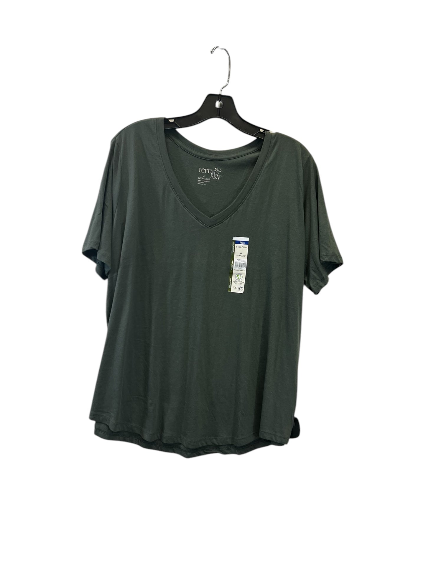 Top Short Sleeve Basic By Terra & Sky In Green, Size: 1x