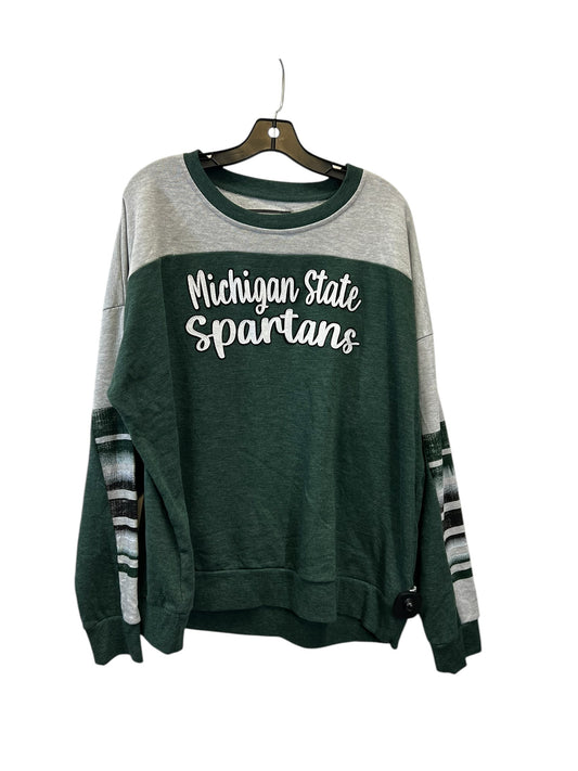 Athletic Sweatshirt Crewneck By Colosseum In Green & Grey, Size: Xxl