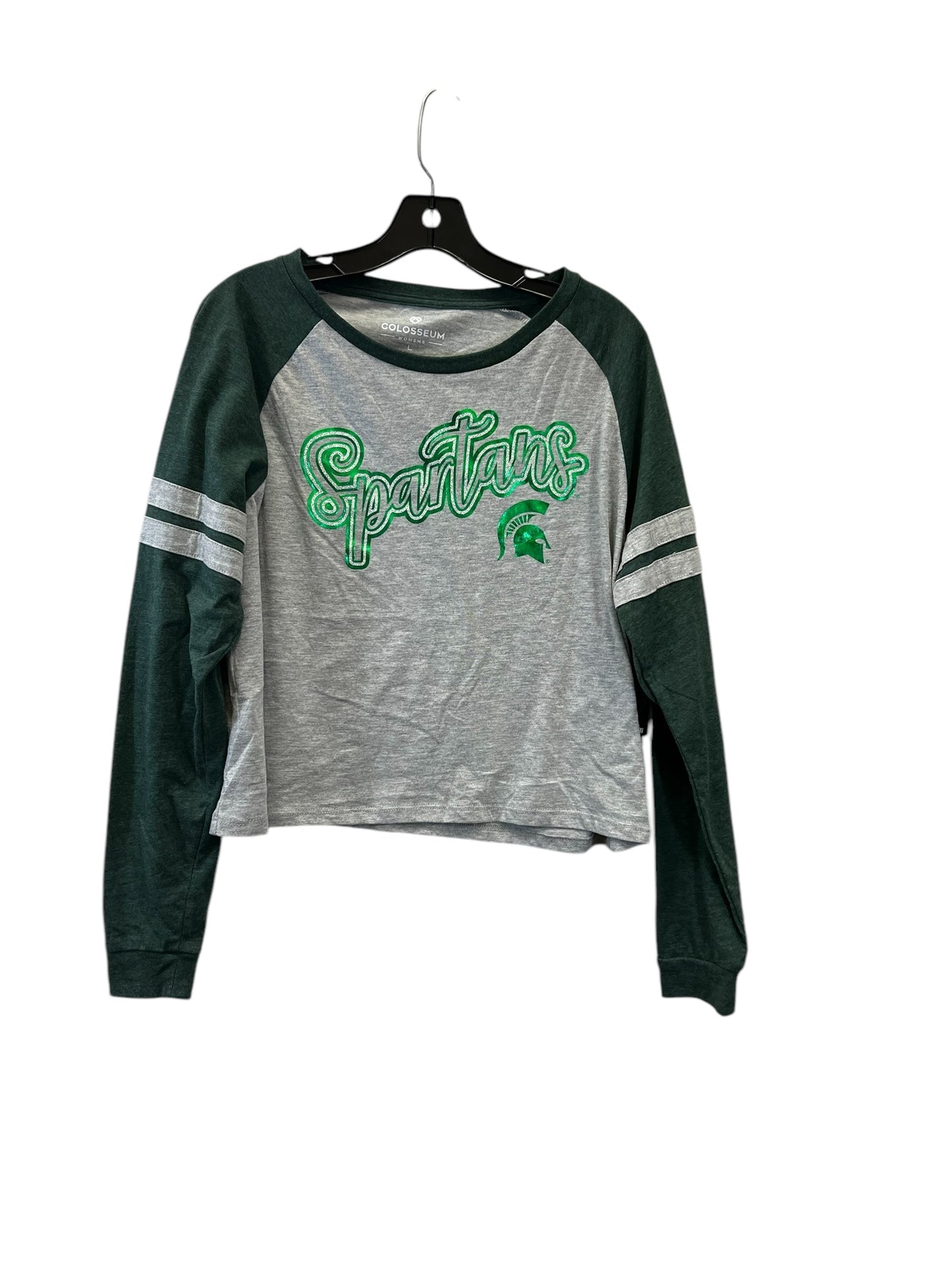 Athletic Top Long Sleeve Crewneck By Colosseum In Green & Grey, Size: L