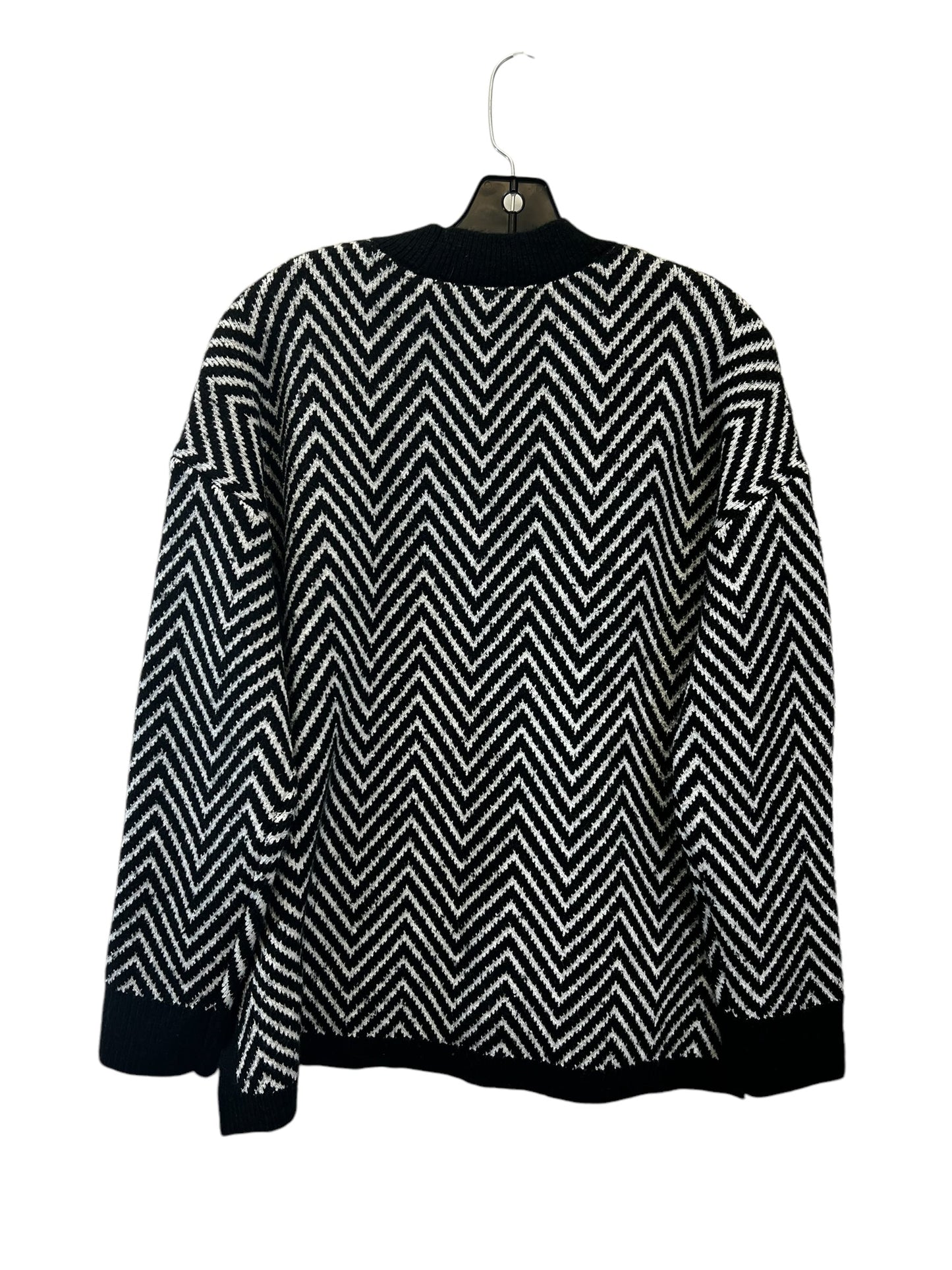 Sweater Cardigan By Ann Taylor In Black & White, Size: M