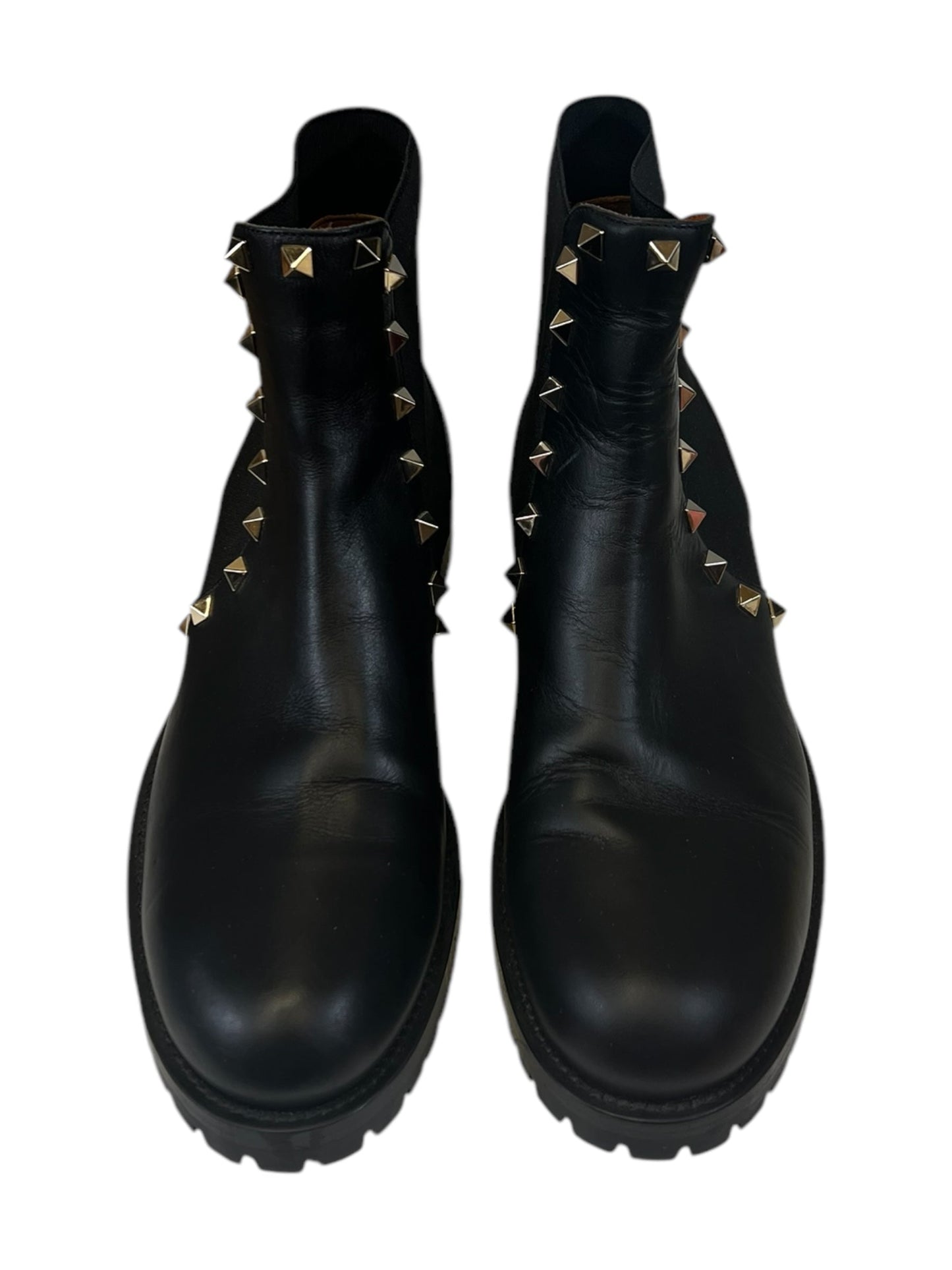 Boots Designer By Valentino-garavani In Black & Gold, Size: 8