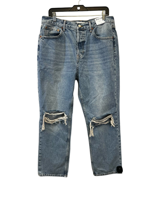 Jeans Straight By Top Shop In Blue Denim, Size: 12