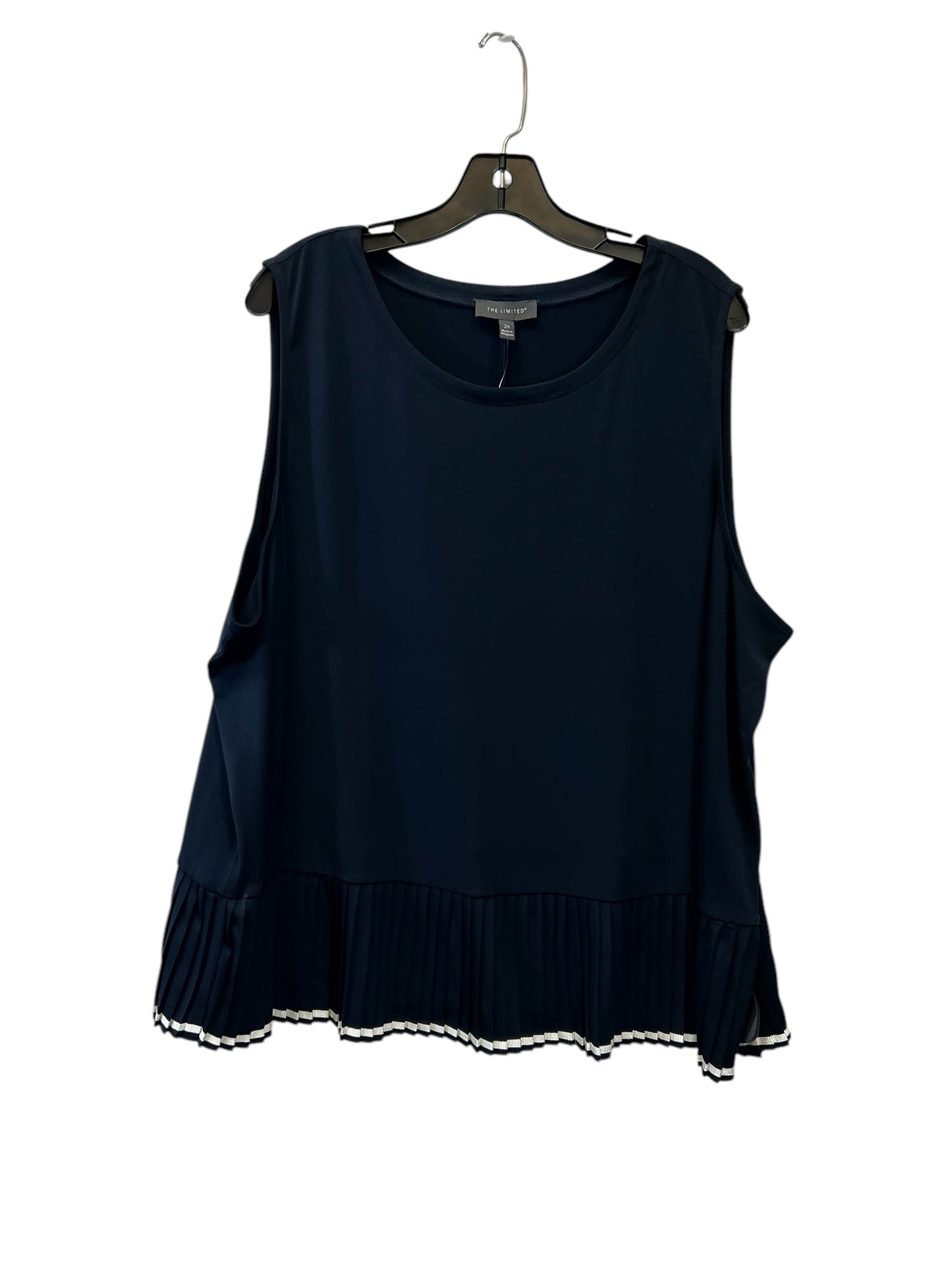 Top Sleeveless By Limited In Blue & White, Size: 2x