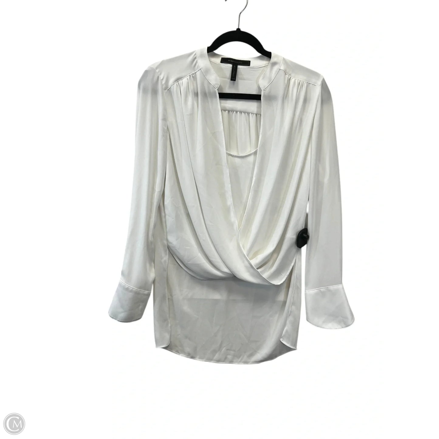 Top Long Sleeve Designer By Bcbgmaxazria In White, Size: Xxs