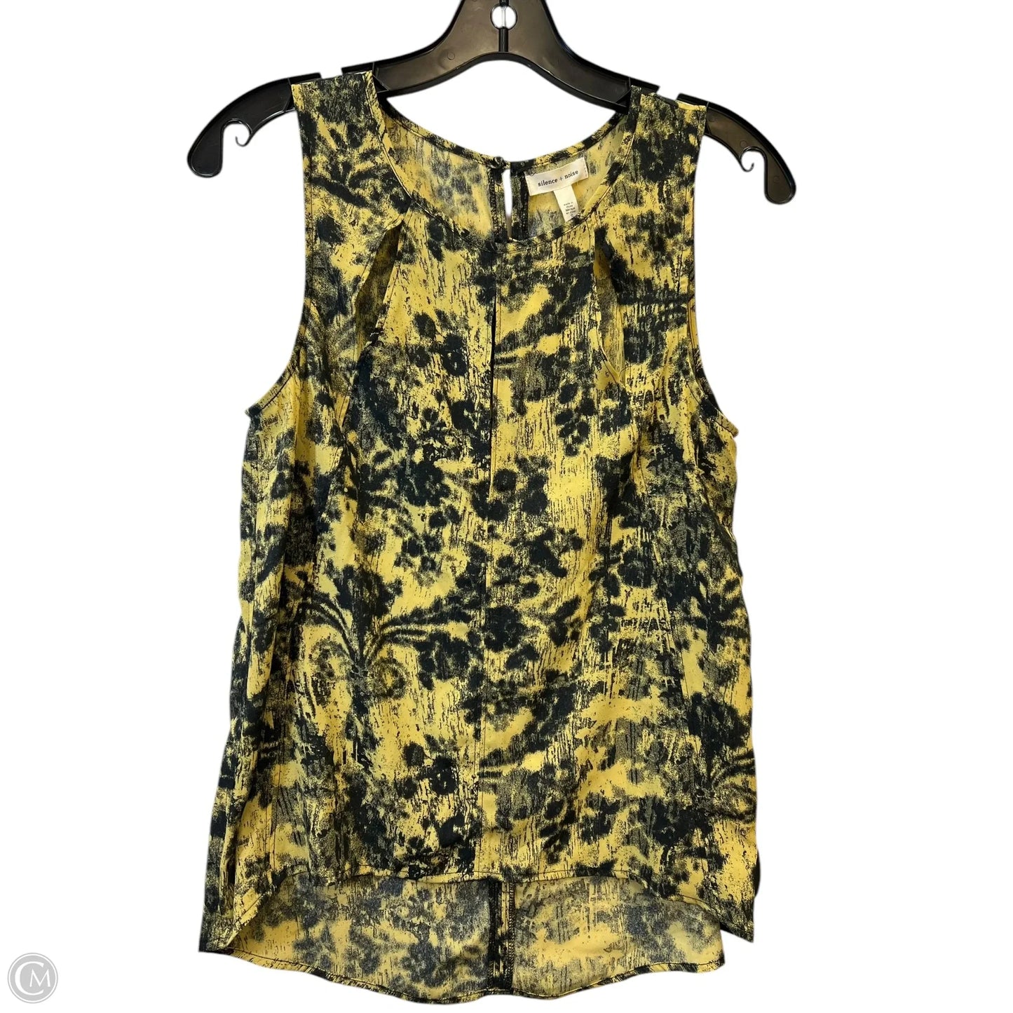 Top Sleeveless By Silence And Noise In Black & Yellow, Size: S