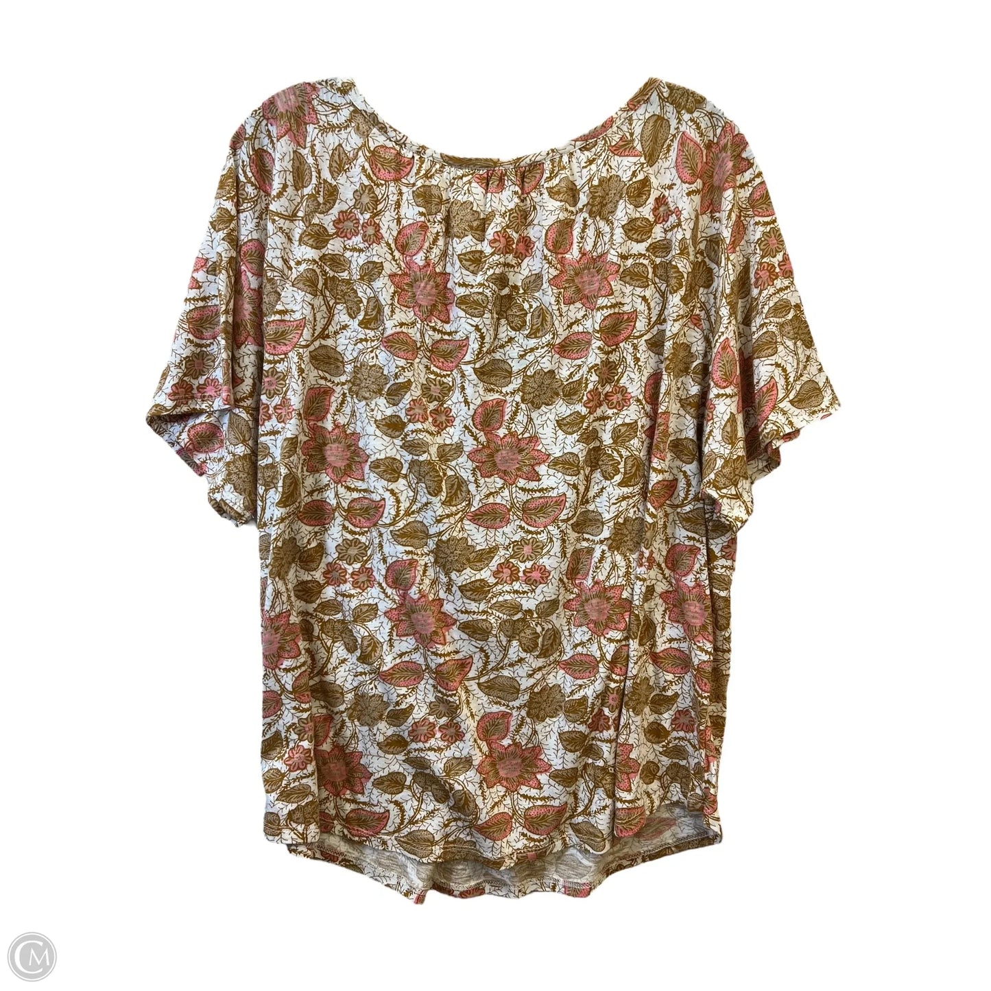 Top Short Sleeve By Lucky Brand In Floral Print, Size: L