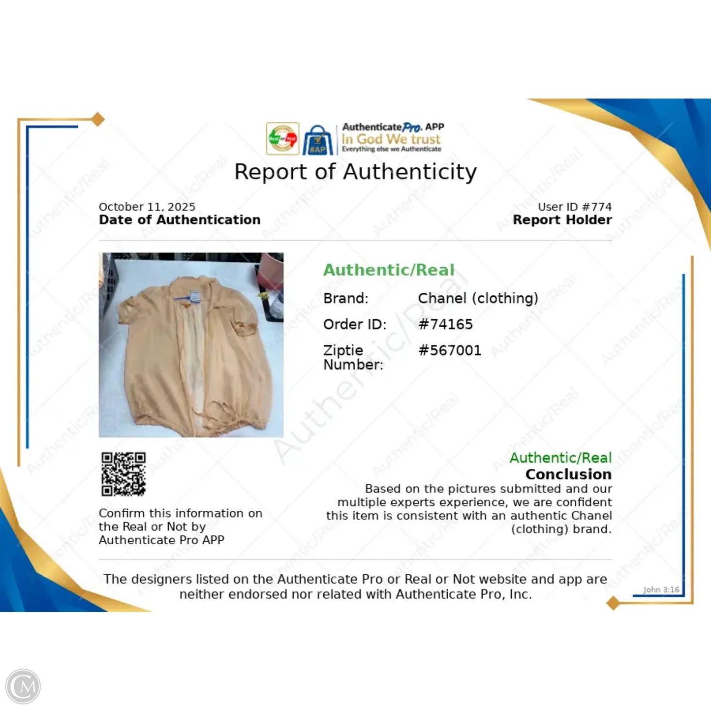 Top Short Sleeve Luxury Designer By Chanel In Peach, Size: M