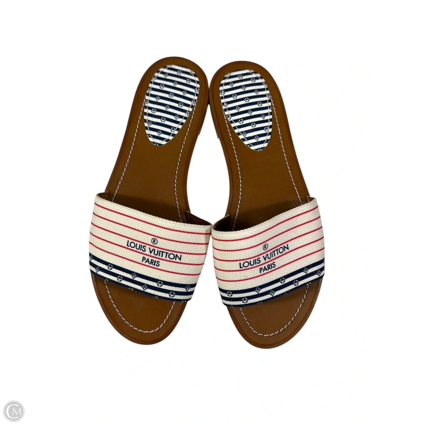 Sandals Luxury Designer By Louis Vuitton In Blue & Red & White, Size: 7
