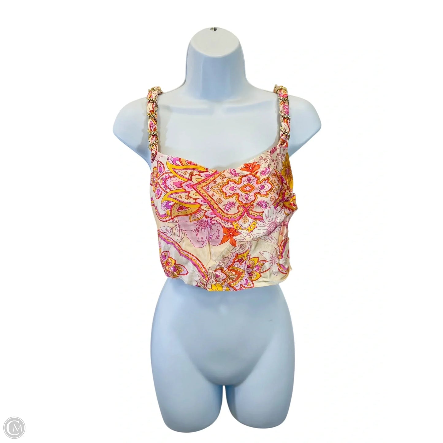 Top Sleeveless By Zara In Orange & Pink, Size: M