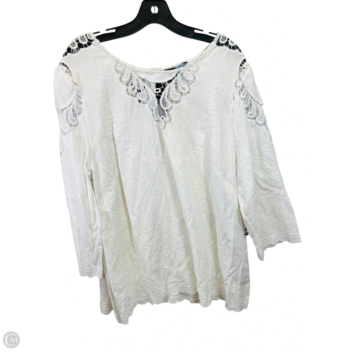 Top 3/4 Sleeve By Cynthia Rowley In White, Size: 1x