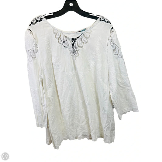Top 3/4 Sleeve By Cynthia Rowley In White, Size: 1x