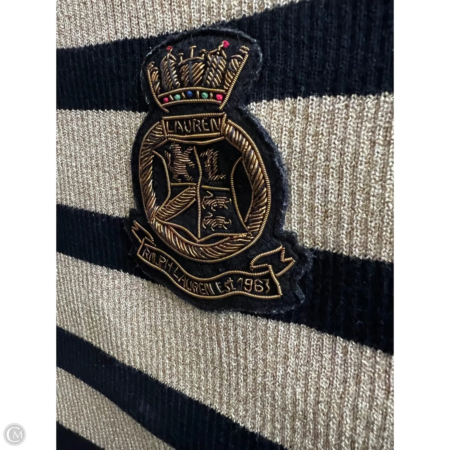 Top Sleeveless By Lauren By Ralph Lauren In Black & Gold, Size: S