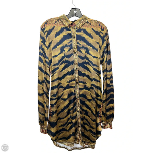 Dress Casual Midi By Fashion Nova In Black & Gold, Size: S