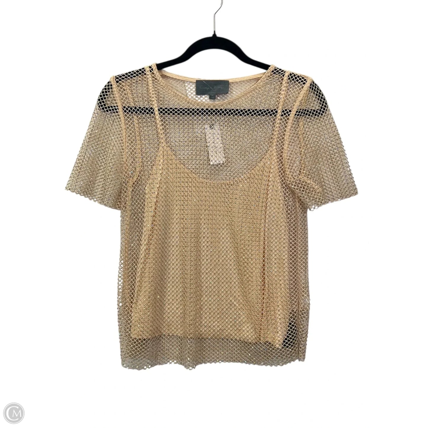 Top Short Sleeve Designer By Anthropologie In Gold, Size: Xs
