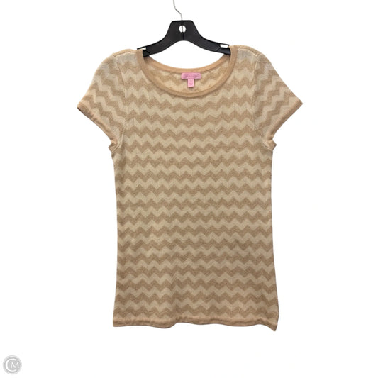 Sweater Short Sleeve By Lilly Pulitzer In Gold & Tan, Size: L