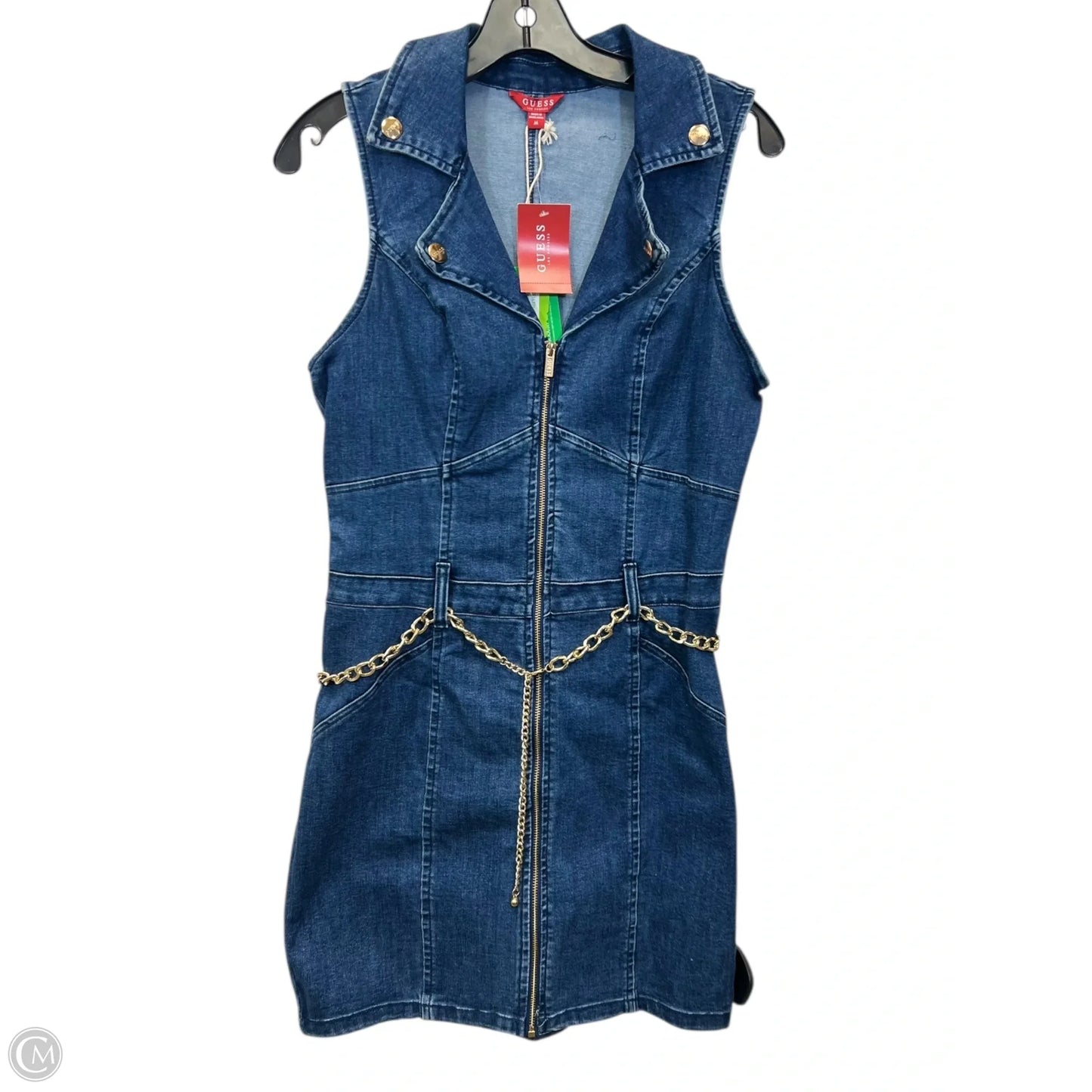 Dress Casual Midi By Guess In Blue Denim, Size: M