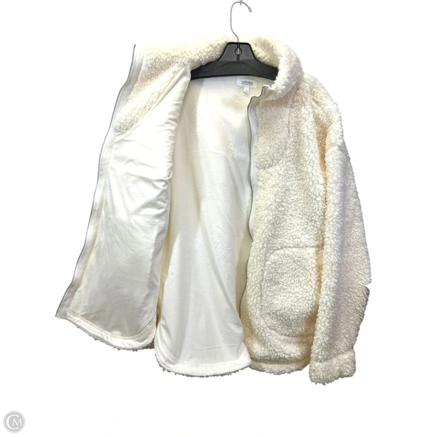 Jacket Faux Fur & Sherpa By Haven In Cream, Size: M