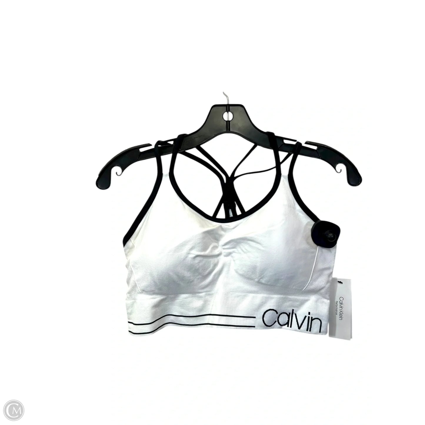 Athletic Bra By Calvin Klein Performance In Black & White, Size: Xl