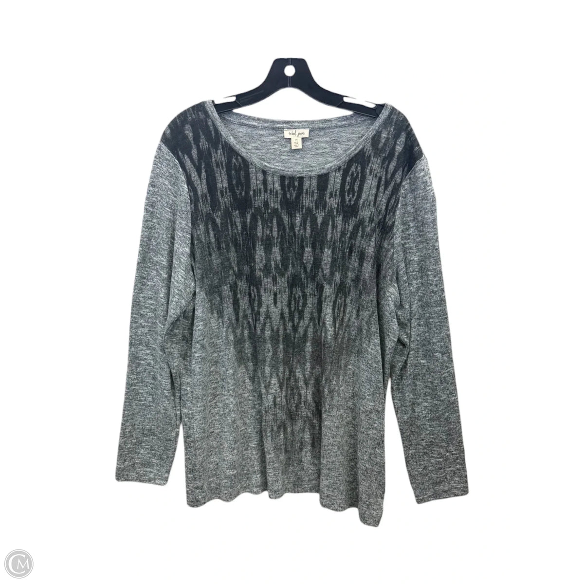 Top Long Sleeve By Tribal In Grey, Size: 1x