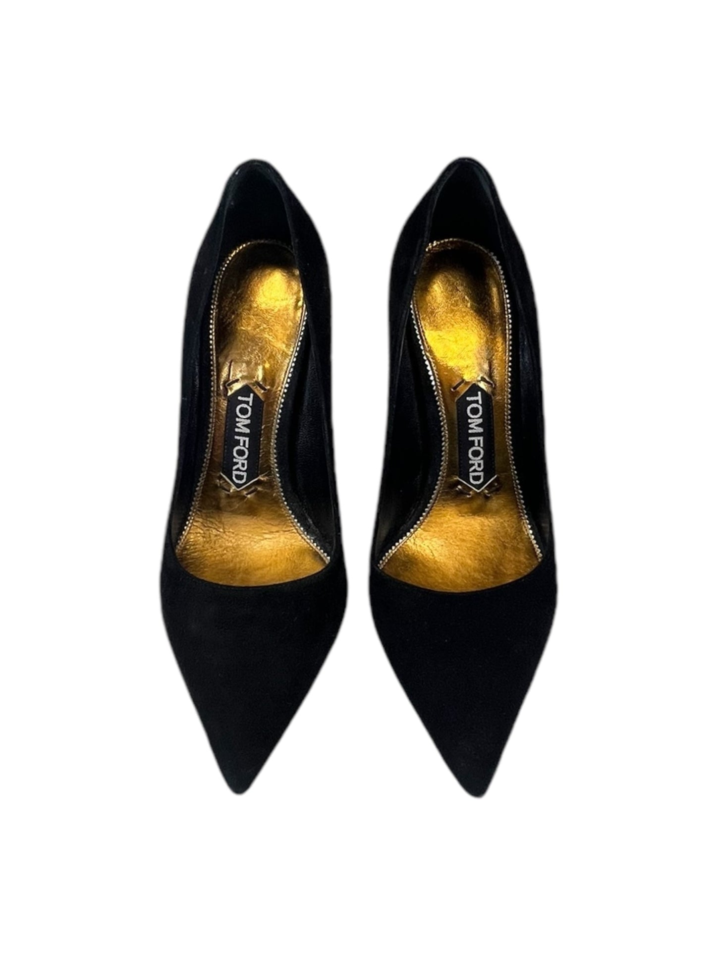 Shoes Luxury Designer By Tom Ford In Black Gold, Size: 6.5