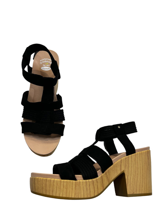 Black Sandals Heels Wedge Dr Scholls, Size 10