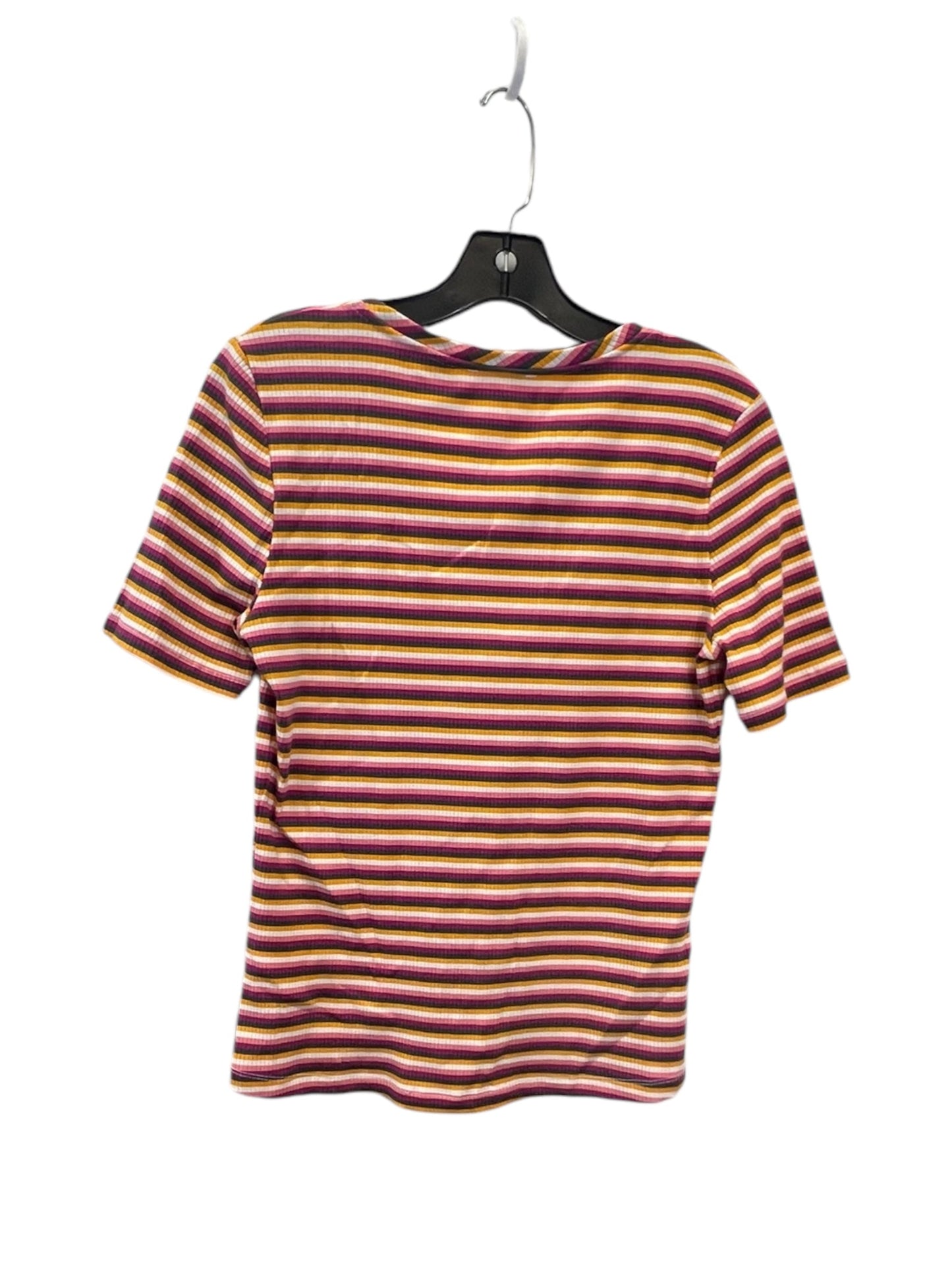 Top Short Sleeve Designer By Maeve In Striped Pattern, Size: M