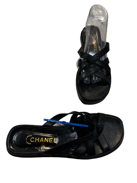 Black Sandals Luxury Designer Chanel, Size 10