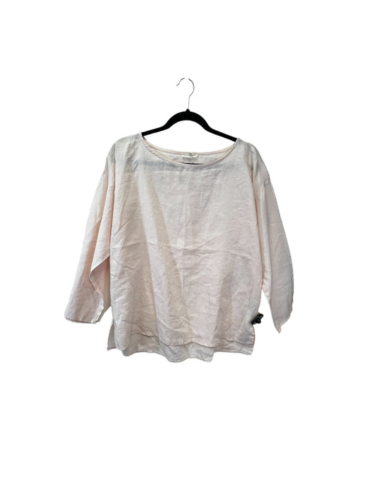 Pink Top Long Sleeve Designer Eileen Fisher, Size M