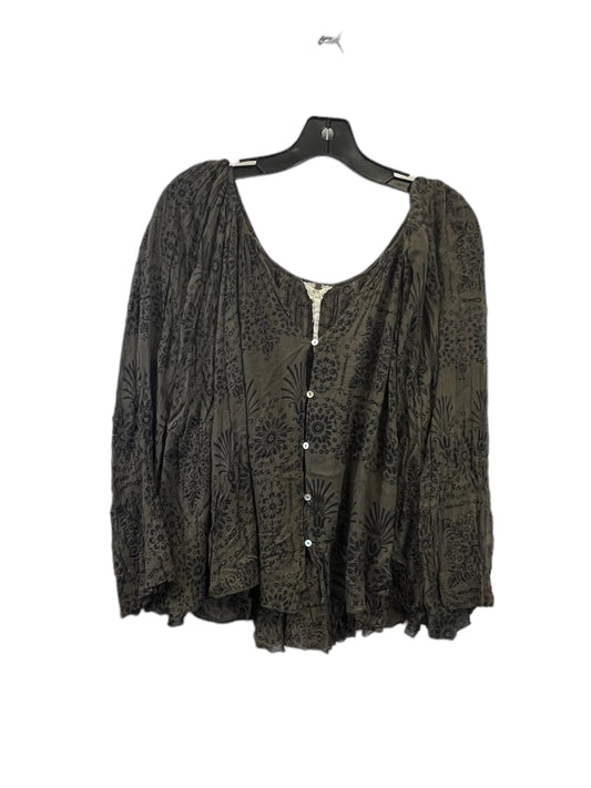 Top Long Sleeve By Free People In Black & Green, Size: S